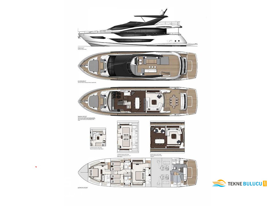 Sunseeker 88 Yacht 2021 Model iç mekan 2