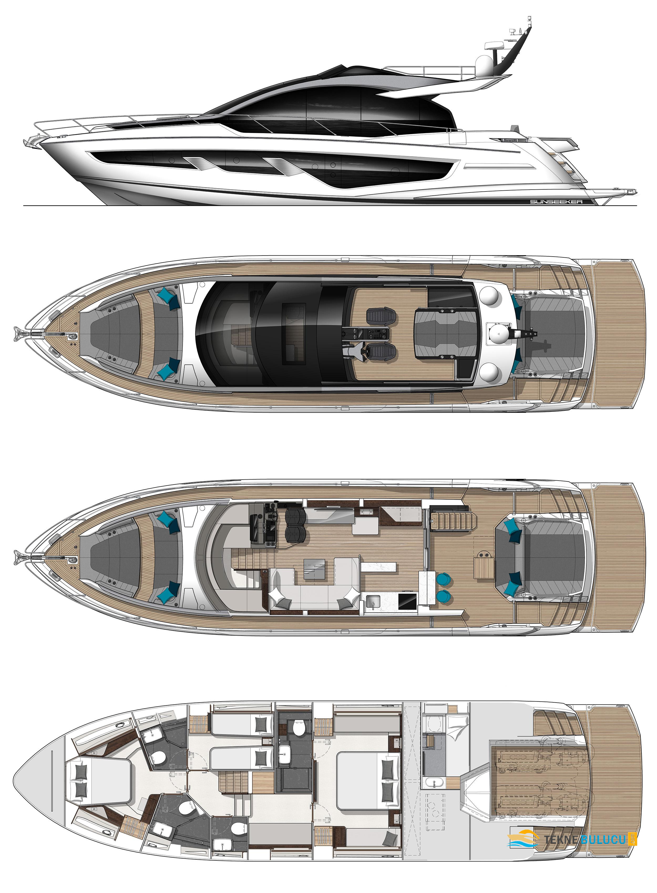 Sunseeker 65 Sport Yacht 2024 Model iç mekan 1